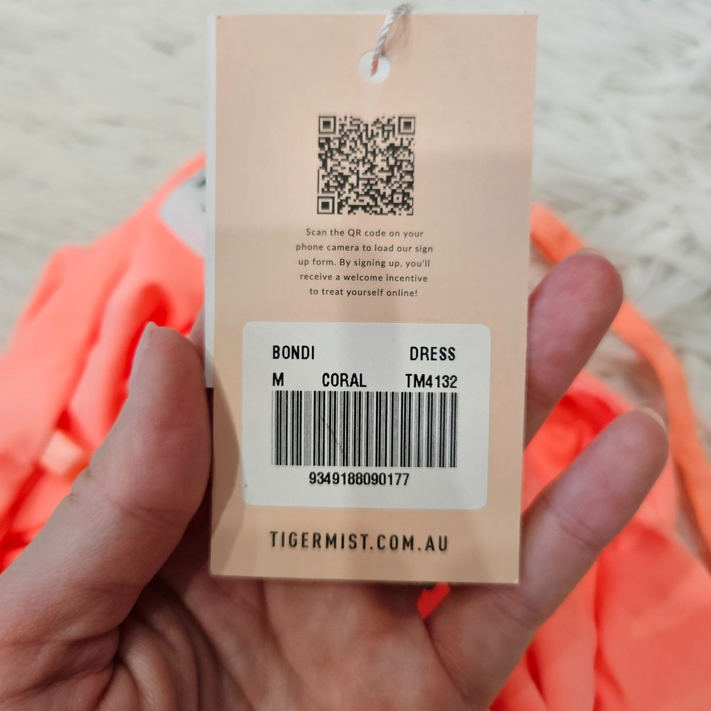 NWT Tiger Mist Bondi Neon Coral Ruched Stretchy Sexy Bodycon Mini Dress Sz M - Picture 10 of 12